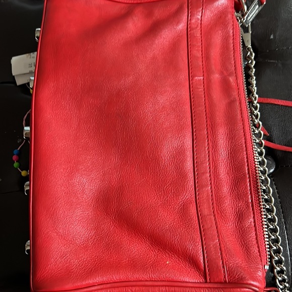 Rebecca Minkoff red Mac handbag with silver chain - Picture 7 of 9